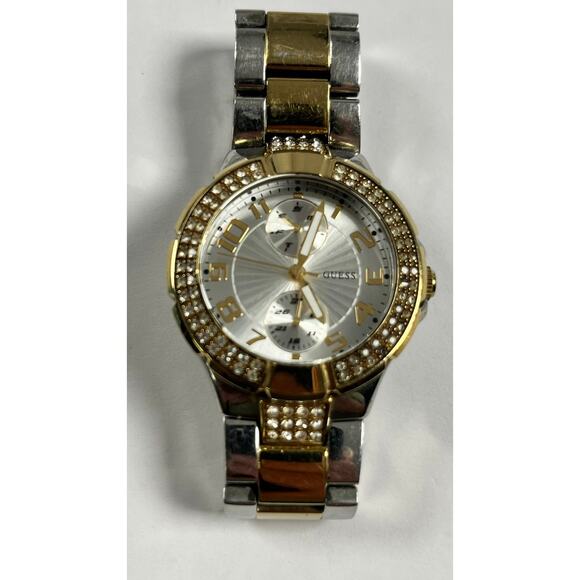 Guess U13586L1 Womens Two Tone Stainless Steel Bracelet w/Crystal Accents Watch - Picture 2 of 11